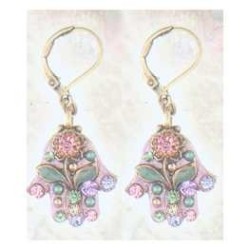 Floral Pink Hamsa Earrings | Jewelry | Judaica