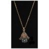 Multi Crystal Black Hamsa with chain | Jewelry | Judaica