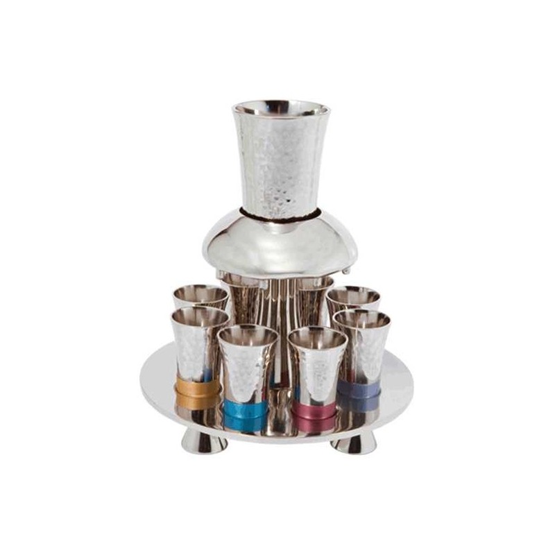 Multicolor Banded Kiddush Fountain | Kiddush Cups | Judaica