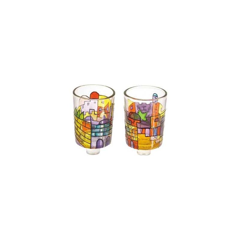 Jerusalem Neronim Glass Candle Holder | Candle Holders | Judaica