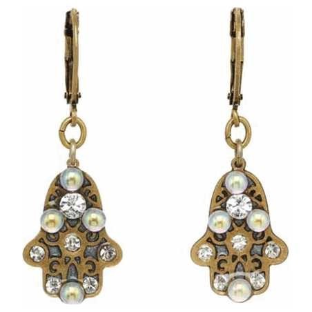 Gold Small Crystal Hamsa Earrings | Jewelry | Judaica