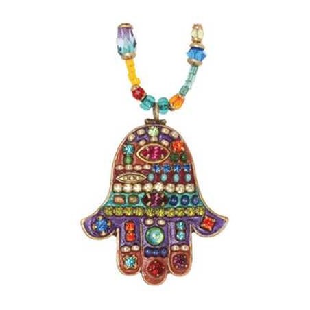 Multibright Large Hamsa Necklace with beaded chain | Jewelry | Judaica