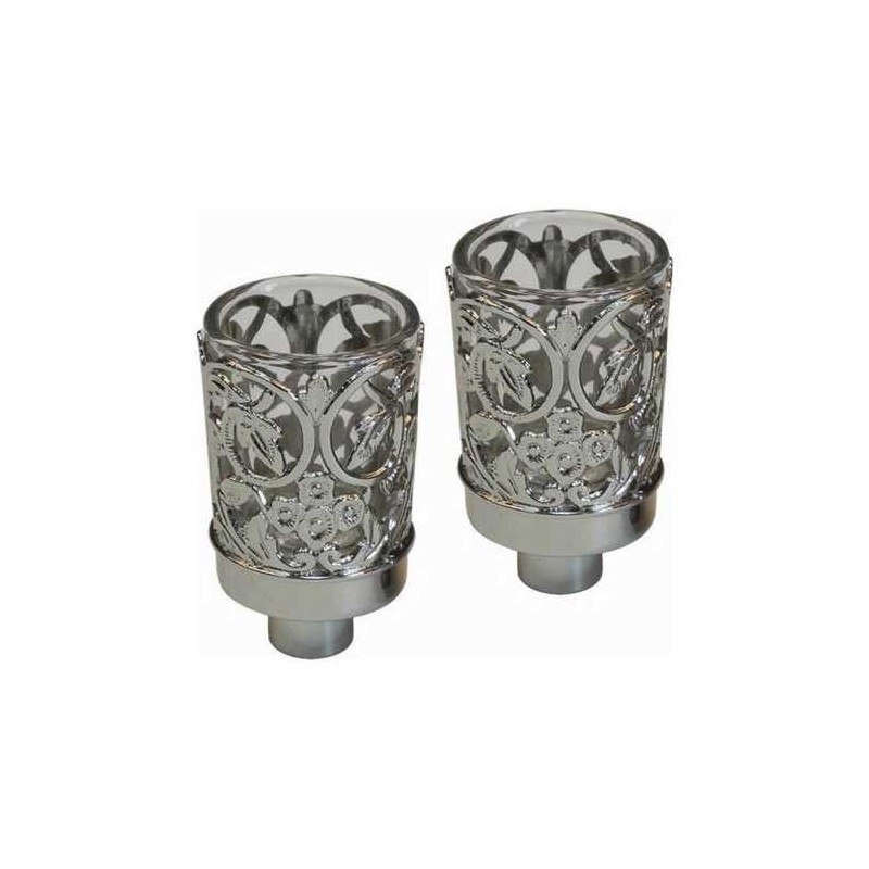 Neronim Floral Glass Candle Holders | Candle Holders | Judaica