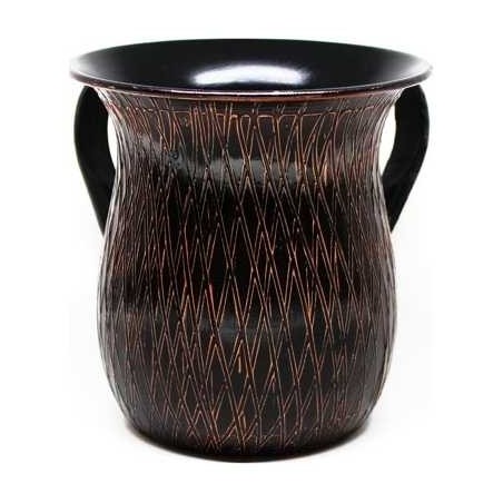 Black & Copper Diamond Lines Washing Cup | Washing Cups | Judaica