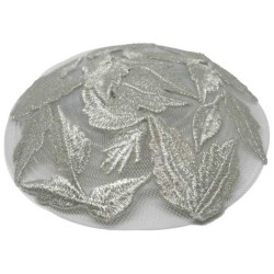 Embroidered Silver Leaves Women's Headcover | Kippahs | Judaica