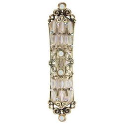 Jeweled Brass Finish Mezuzah Case | Mezuzahs | Judaica