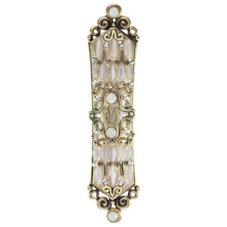 Jeweled Brass Finish Mezuzah Case | Mezuzahs | Judaica