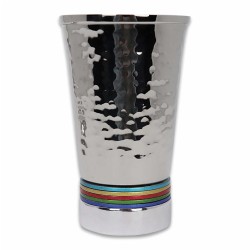 Multi Stripes Hammered Kiddush Cup | Kiddush Cups | Judaica