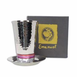 Pink Stripes Hammered Kiddush Cup | Kiddush Cups | Judaica
