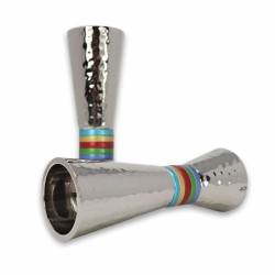 Rainbow Hammered Candlesticks | Candle Holders | Judaica
