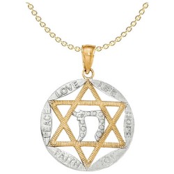 14k Yellow Gold and Rhodium Polished Star of David | Jewelry | Judaica