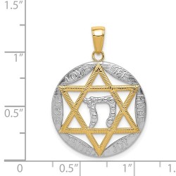 14k Yellow Gold and Rhodium Polished Star of David | Jewelry | Judaica