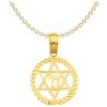 14k Yellow Gold Star of David and Chai Circle Pend | Jewelry | Judaica