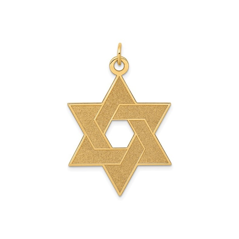 14k Yellow Gold Laser-Etched Star Of David Pendant | Jewelry | Judaica