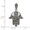 Sterling Silver Antiqued Marcasite Hamsa Pendant | Jewelry | Judaica