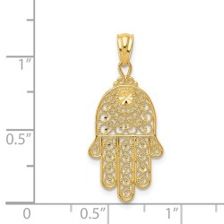 14k Yellow Gold Filigree Hamsa Pendant | Jewelry | Judaica