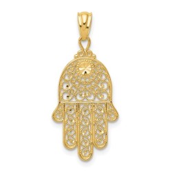 14k Yellow Gold Filigree Hamsa Pendant | Jewelry | Judaica
