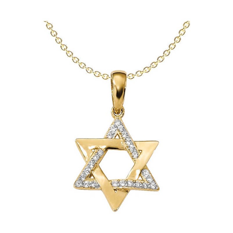 14k Yellow Gold CZ Woven Star of David Pendant | Jewelry | Judaica