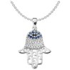 Sterling Silver Colored CZ Eye Hamsa Pendant | Jewelry | Judaica