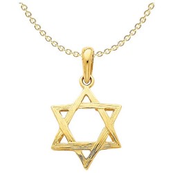 14k Yellow Gold Wood-Grain Textured Star of David  | Jewelry | Judaica