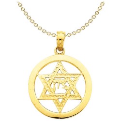 14k Yellow Gold Zion Star of David Circle Pendant | Jewelry | Judaica