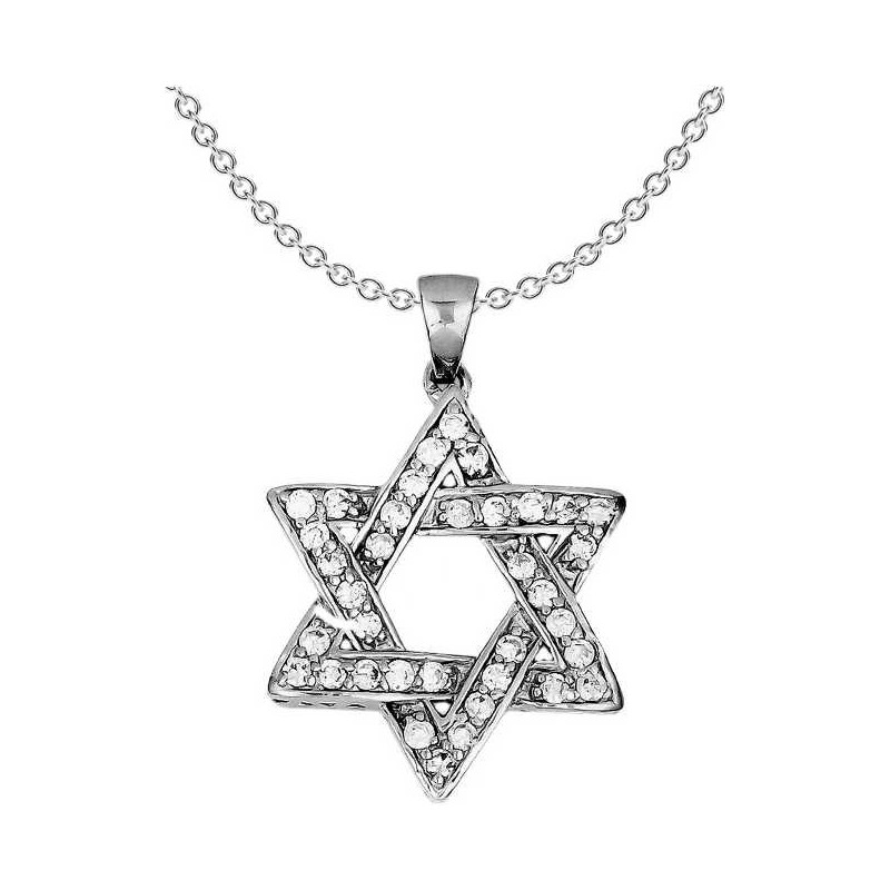 Sterling Silver CZ Star of David Pendant | Jewelry | Judaica