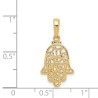 14k Yellow Gold Filigree Hamsa Chai Pendant | Jewelry | Judaica