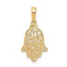 14k Yellow Gold Filigree Hamsa Chai Pendant | Jewelry | Judaica