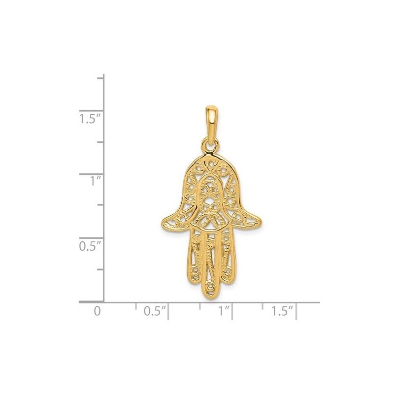 14k Yellow Gold Elongated Hamsa Pendant | Jewelry | Judaica