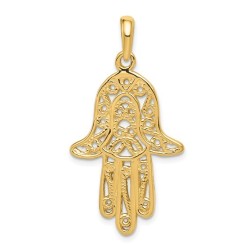 14k Yellow Gold Elongated Hamsa Pendant | Jewelry | Judaica