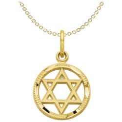 10k Yellow Gold Dual-Textured Star of David Circle | Jewelry | Judaica
