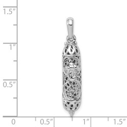 14k White Gold Ornate Mezuzah Pendant | Jewelry | Judaica