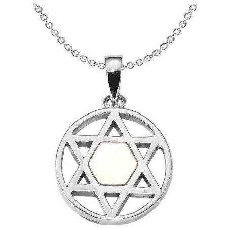 Sterling Silver Rhodium-Plated Mother of Pearl Sta | Jewelry | Judaica