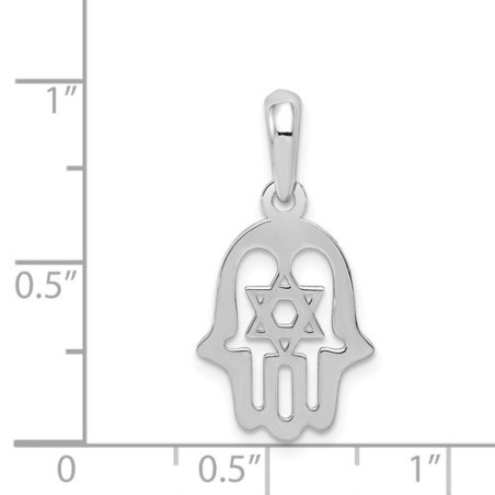 14k White Gold Star of David Hamsa Pendant | Jewelry | Judaica
