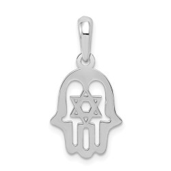 14k White Gold Star of David Hamsa Pendant | Jewelry | Judaica