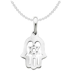 14k White Gold Star of David Hamsa Pendant | Jewelry | Judaica