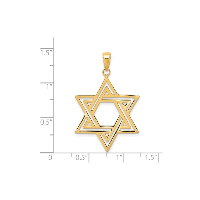 Large 14k Solid Yellow Gold Polished Star of David | Jewelry | Judaica