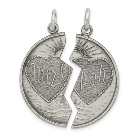 2-Piece Reversible Sterling Silver Antiqued Mizpah | Jewelry | Judaica