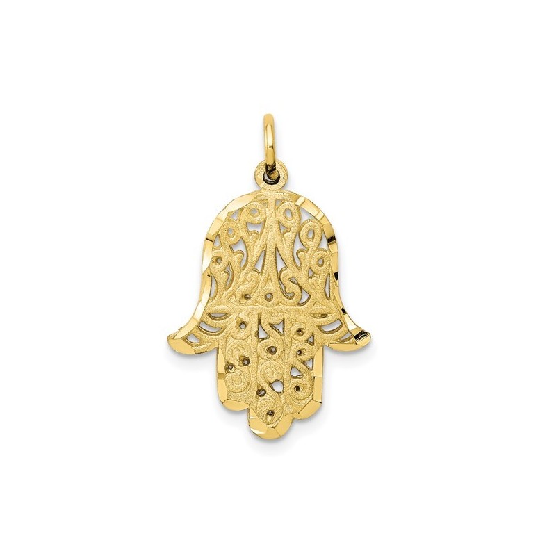 10k Yellow Gold Filigree Hamsa Pendant | Jewelry | Judaica