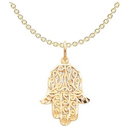 10k Yellow Gold Filigree Hamsa Pendant | Jewelry | Judaica