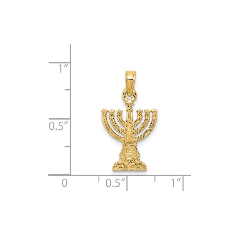 14k Yellow Gold Decorative Menorah Pendant | Jewelry | Judaica
