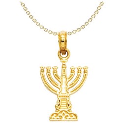 14k Yellow Gold Decorative Menorah Pendant | Jewelry | Judaica