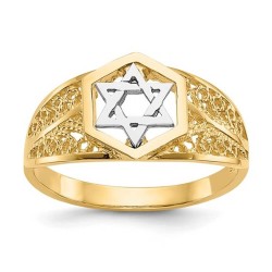 14k Two-Tone Gold Polished Star of David Ring - Si | Jewelry | Judaica