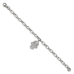 Stainless Steel Polished Hamsa 7in. Bracelet | Jewelry | Judaica
