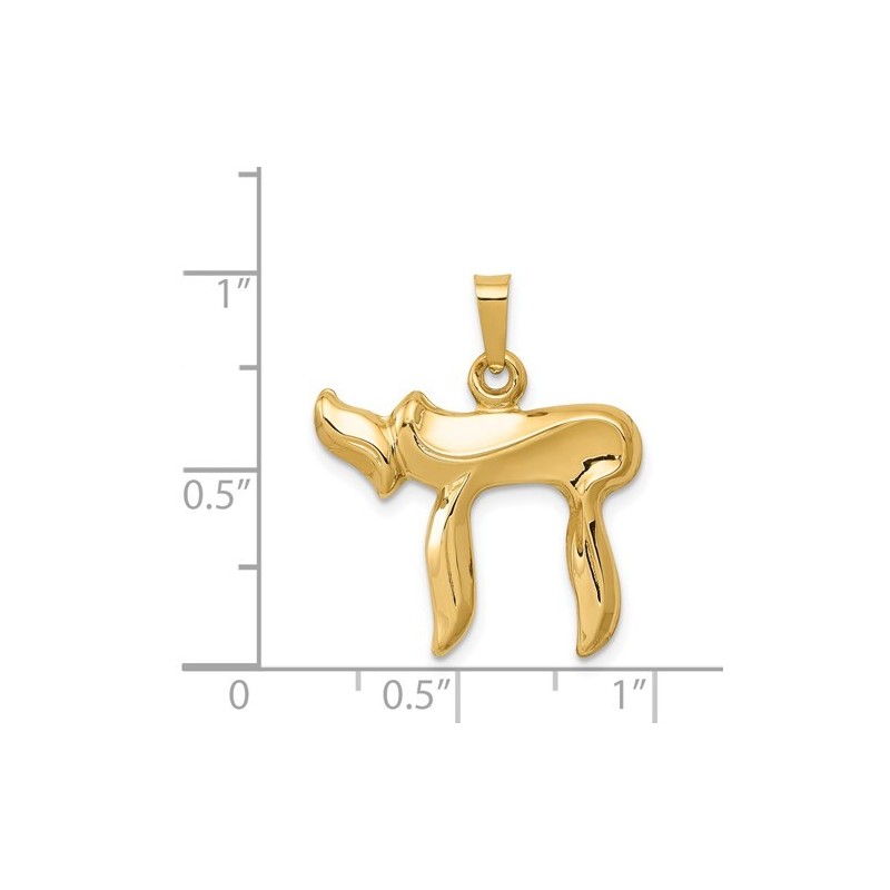 14k Yellow Gold Curved Chai Pendant | Jewelry | Judaica