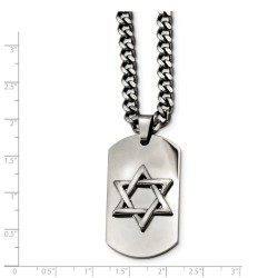 Stainless Steel Polished Dog Tag Star of David Pen | Jewelry | Judaica