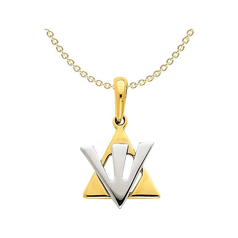 14K Two-Tone Gold Star of David Shin Pendant | Jewelry | Judaica