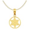 14k Yellow Gold Star of David Zion Circle Frame Pe | Jewelry | Judaica