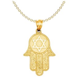 14k Yellow Gold Hamsa with Star of David Pendant | Jewelry | Judaica
