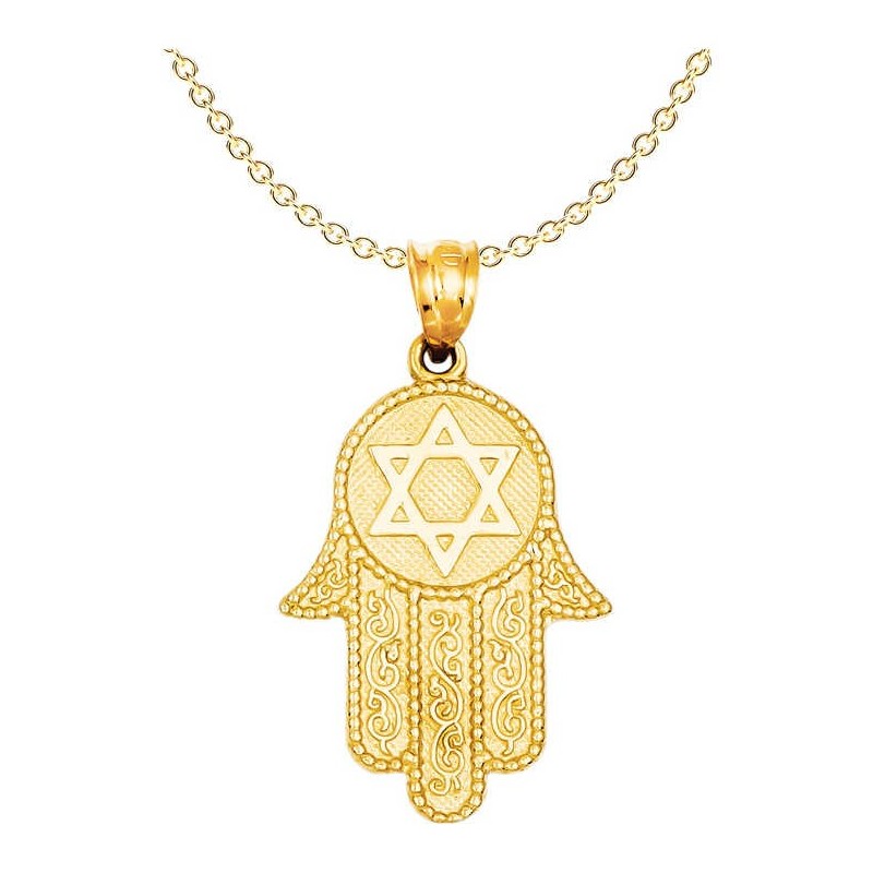 14k Yellow Gold Hamsa with Star of David Pendant | Jewelry | Judaica